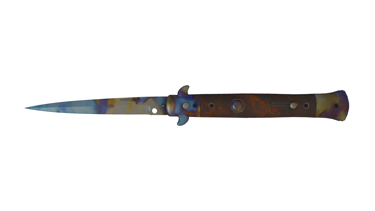 Stiletto Knife | Case Hardened seed #341, front