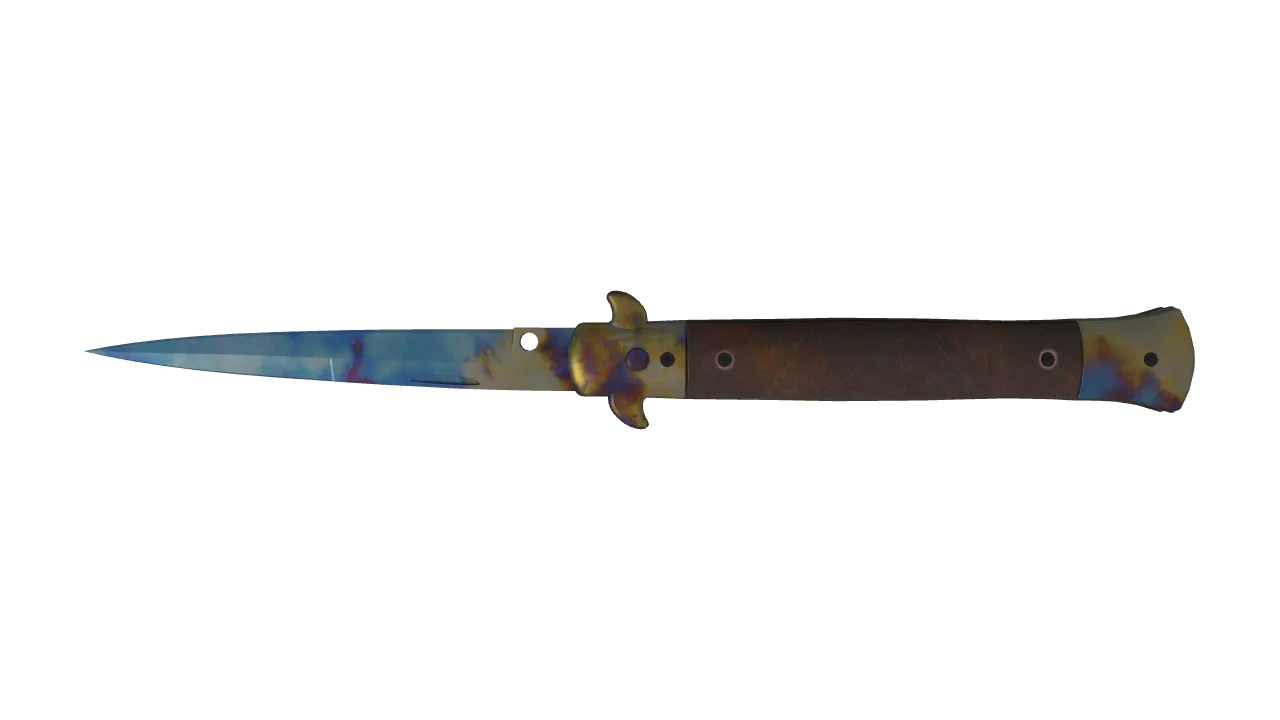 Stiletto Knife | Case Hardened seed #358, back