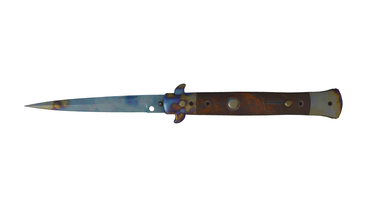 Stiletto Knife | Case Hardened seed #358, front