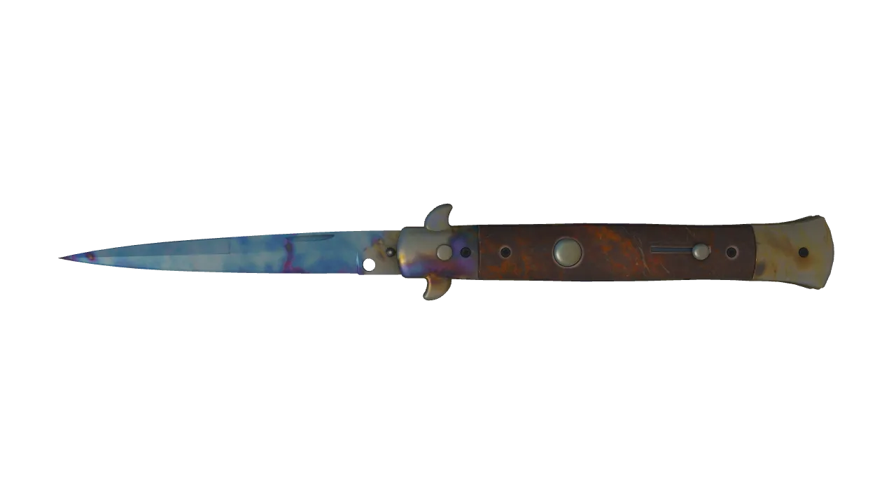 Stiletto Knife | Case Hardened seed #371, front