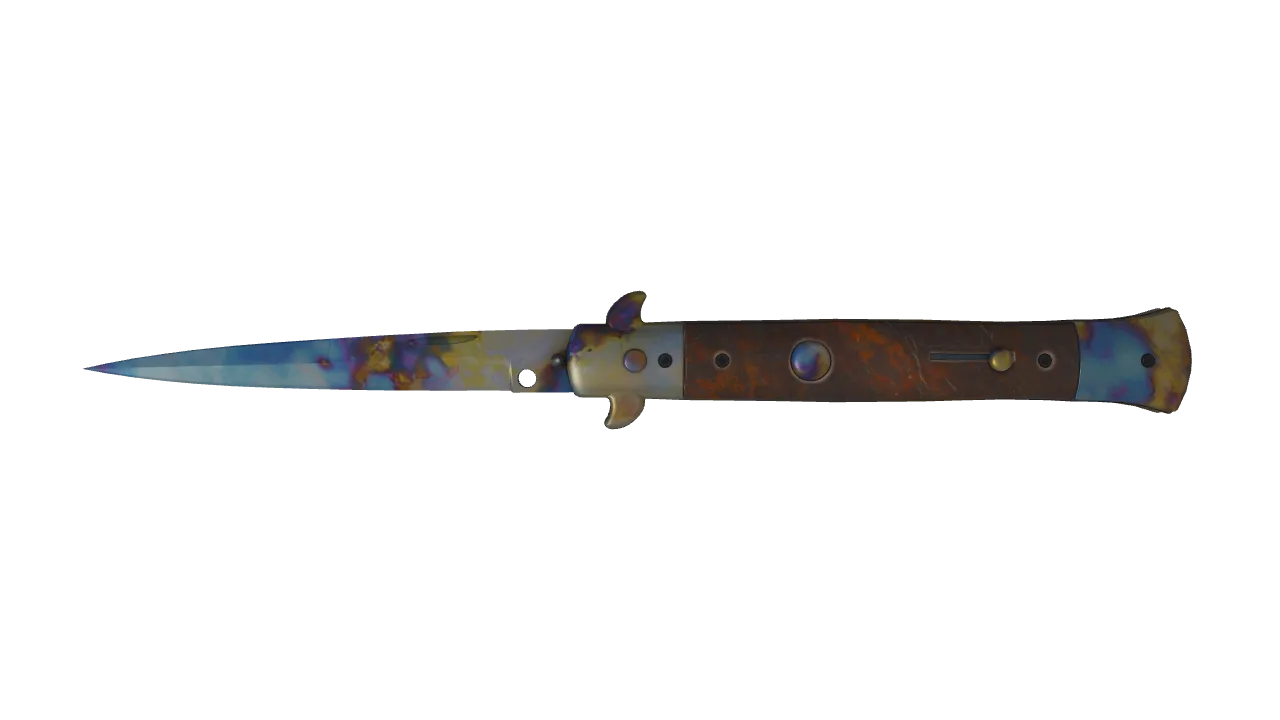 Stiletto Knife | Case Hardened seed #377, front