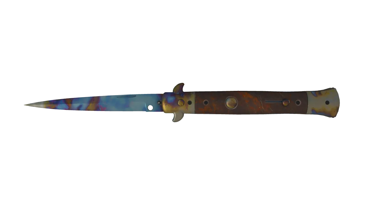 Stiletto Knife | Case Hardened seed #38, front