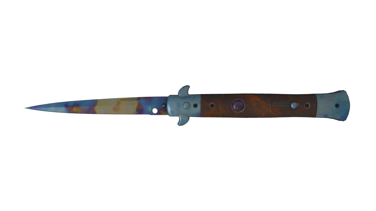 Stiletto Knife | Case Hardened seed #387, front