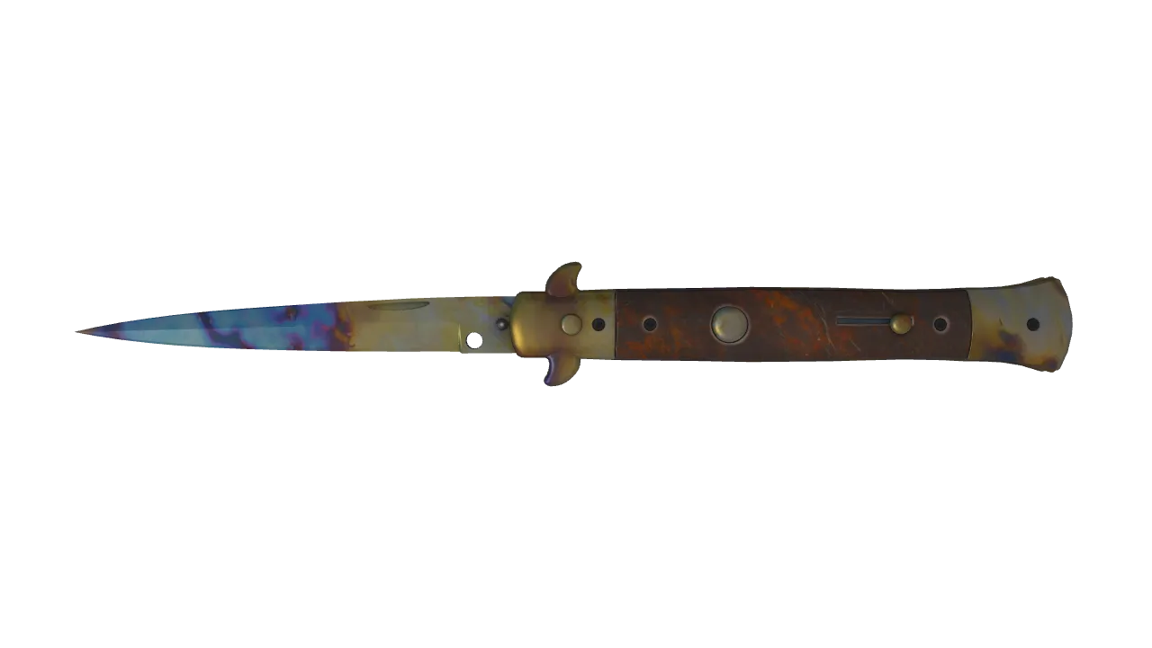 Stiletto Knife | Case Hardened seed #405, front