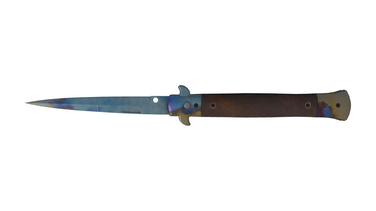 Stiletto Knife | Case Hardened seed #407, back