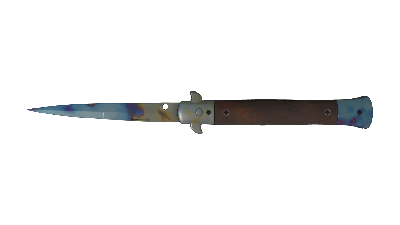 Stiletto Knife | Case Hardened seed #411, back