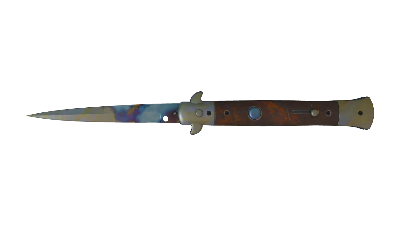 Stiletto Knife | Case Hardened seed #411, front