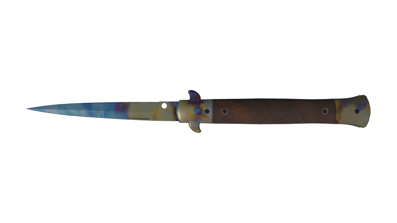 Stiletto Knife | Case Hardened seed #414, back