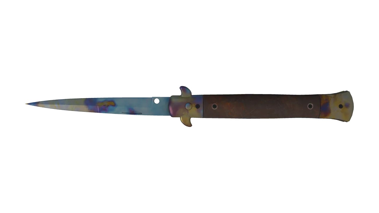 Stiletto Knife | Case Hardened seed #424, back