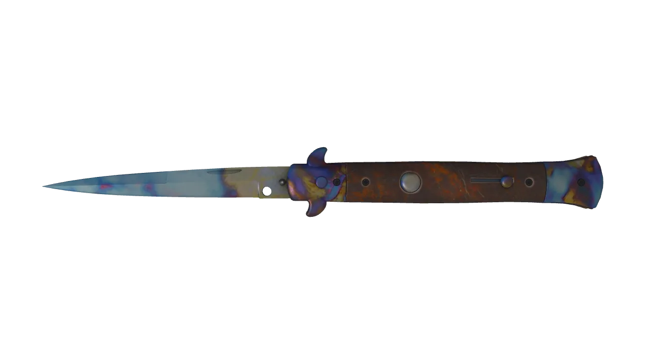Stiletto Knife | Case Hardened seed #424, front