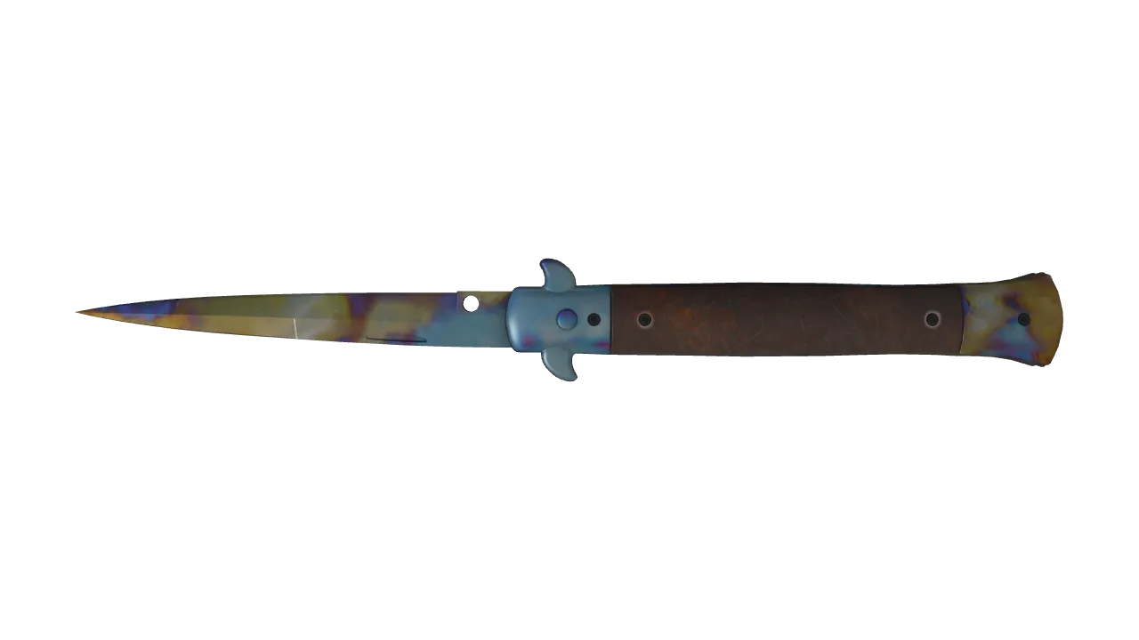 Stiletto Knife | Case Hardened seed #450, back