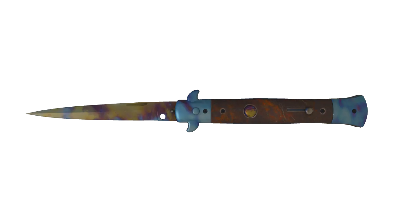 Stiletto Knife | Case Hardened seed #450, front