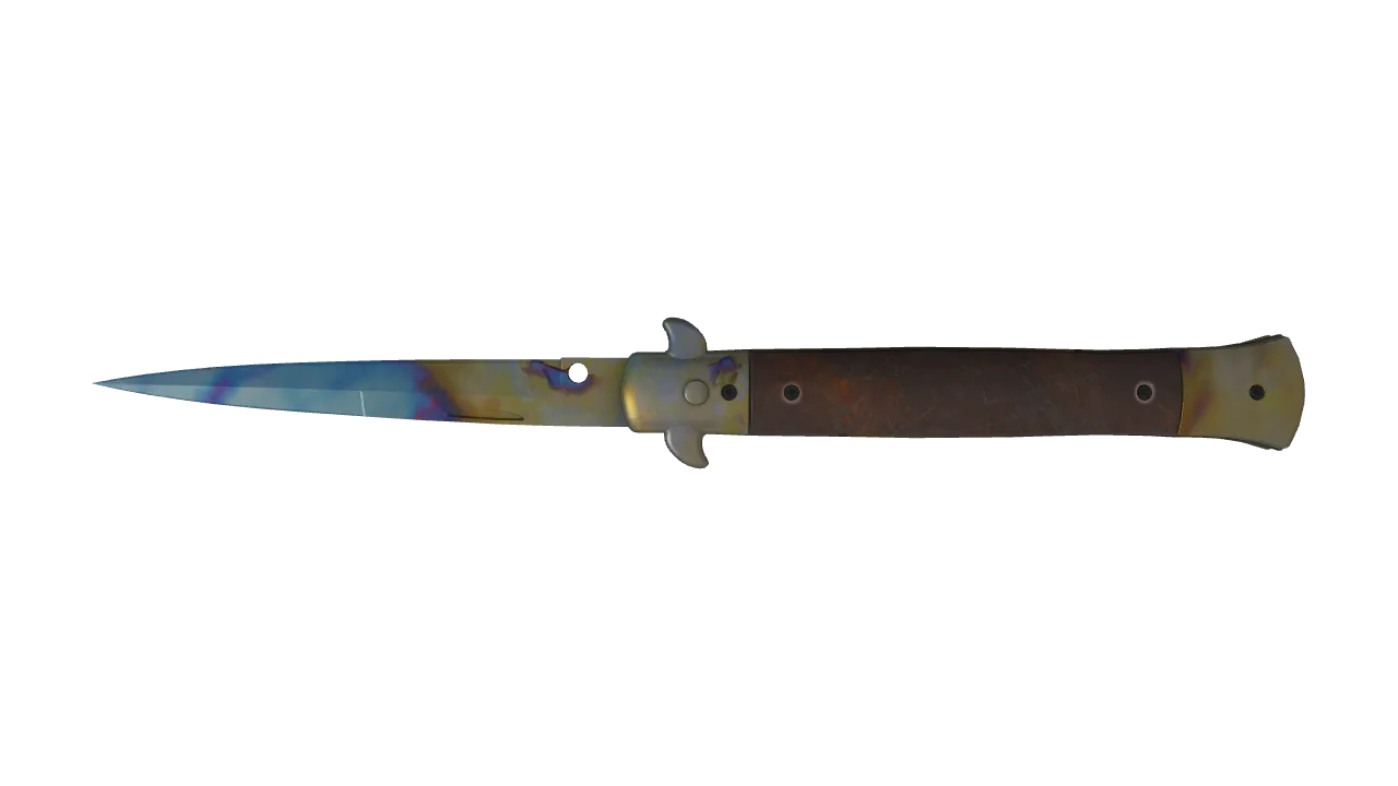 Stiletto Knife | Case Hardened seed #457, back