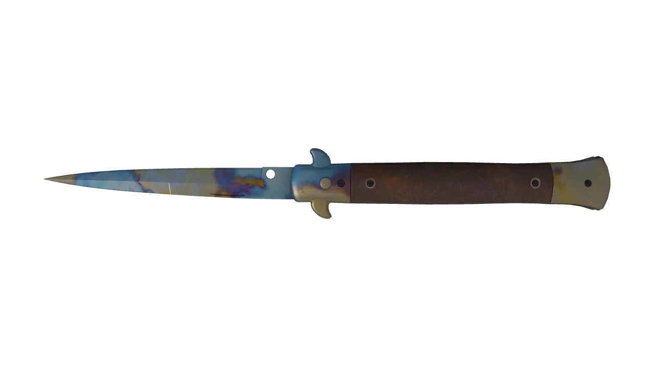 Stiletto Knife | Case Hardened seed #458, back