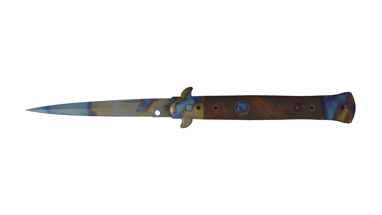 Stiletto Knife | Case Hardened seed #458, front