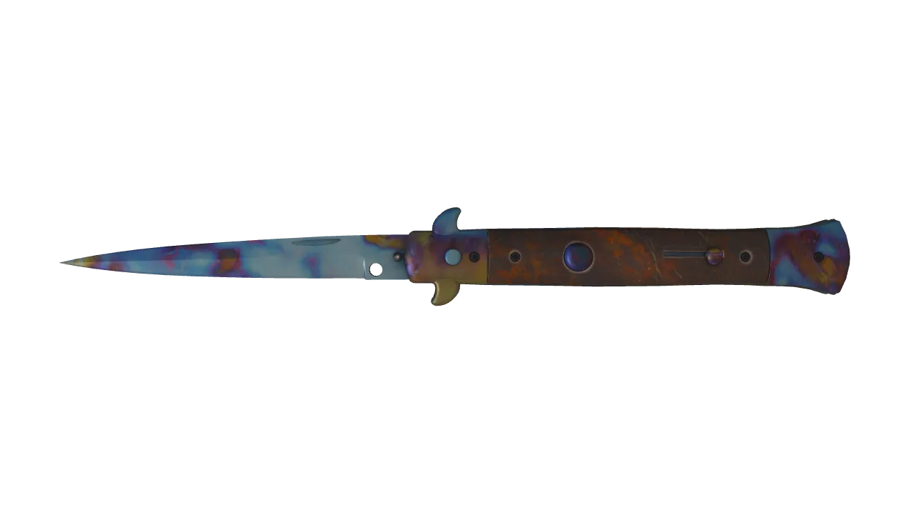 Stiletto Knife | Case Hardened seed #466, front
