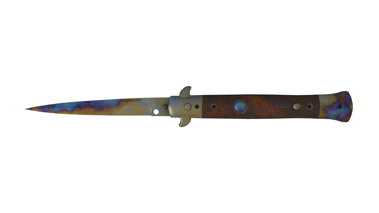 Stiletto Knife | Case Hardened seed #488, front