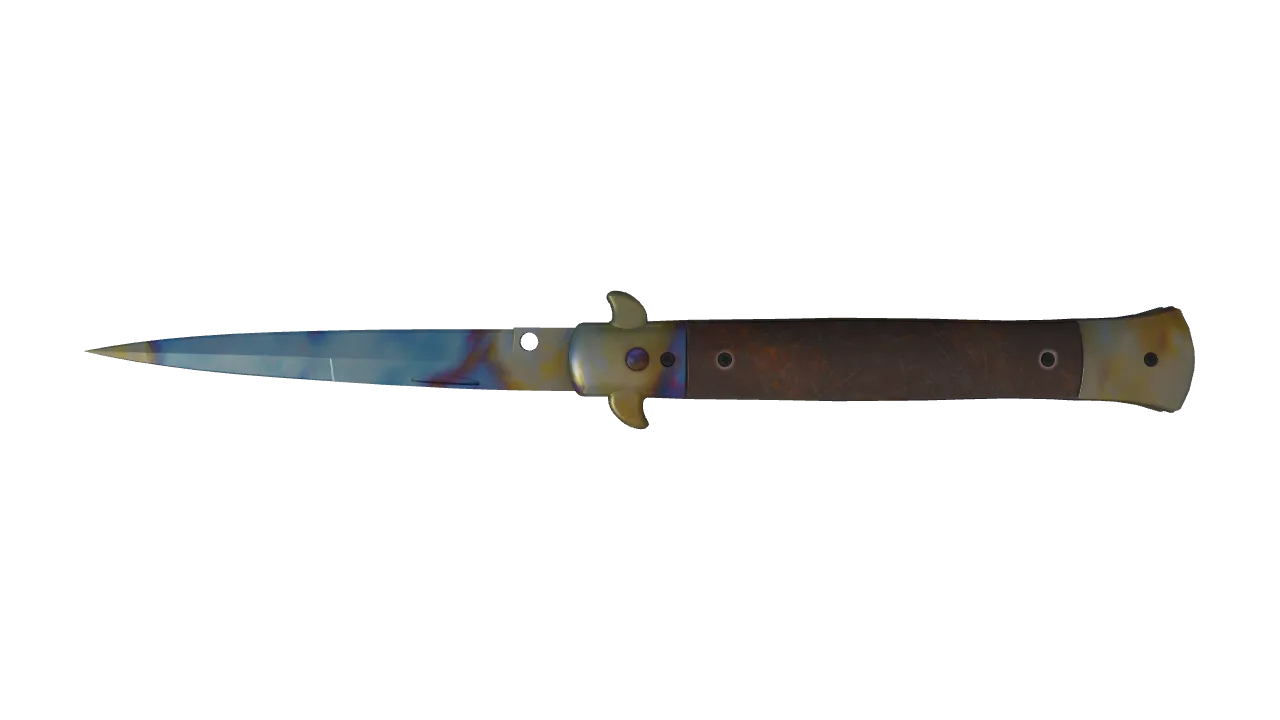 Stiletto Knife | Case Hardened seed #499, back