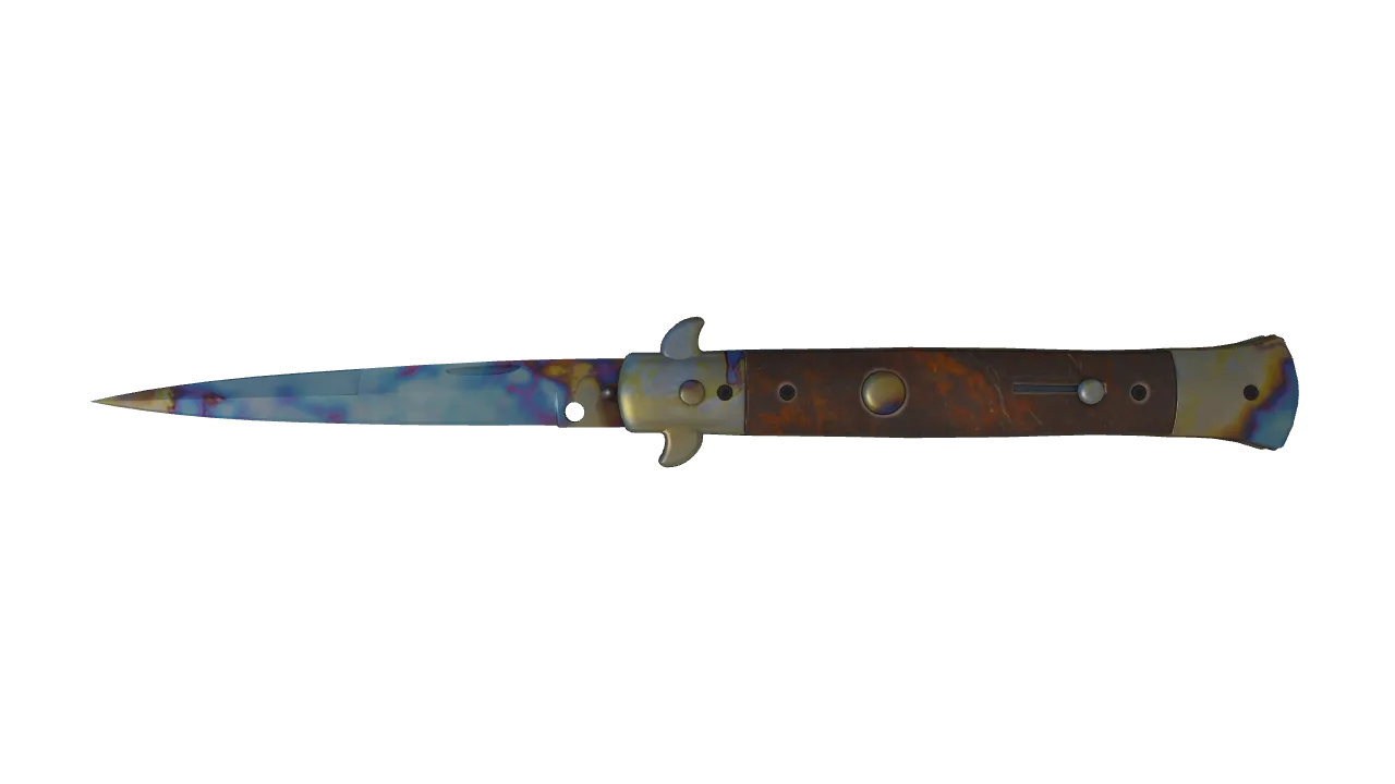 Stiletto Knife | Case Hardened seed #515, front