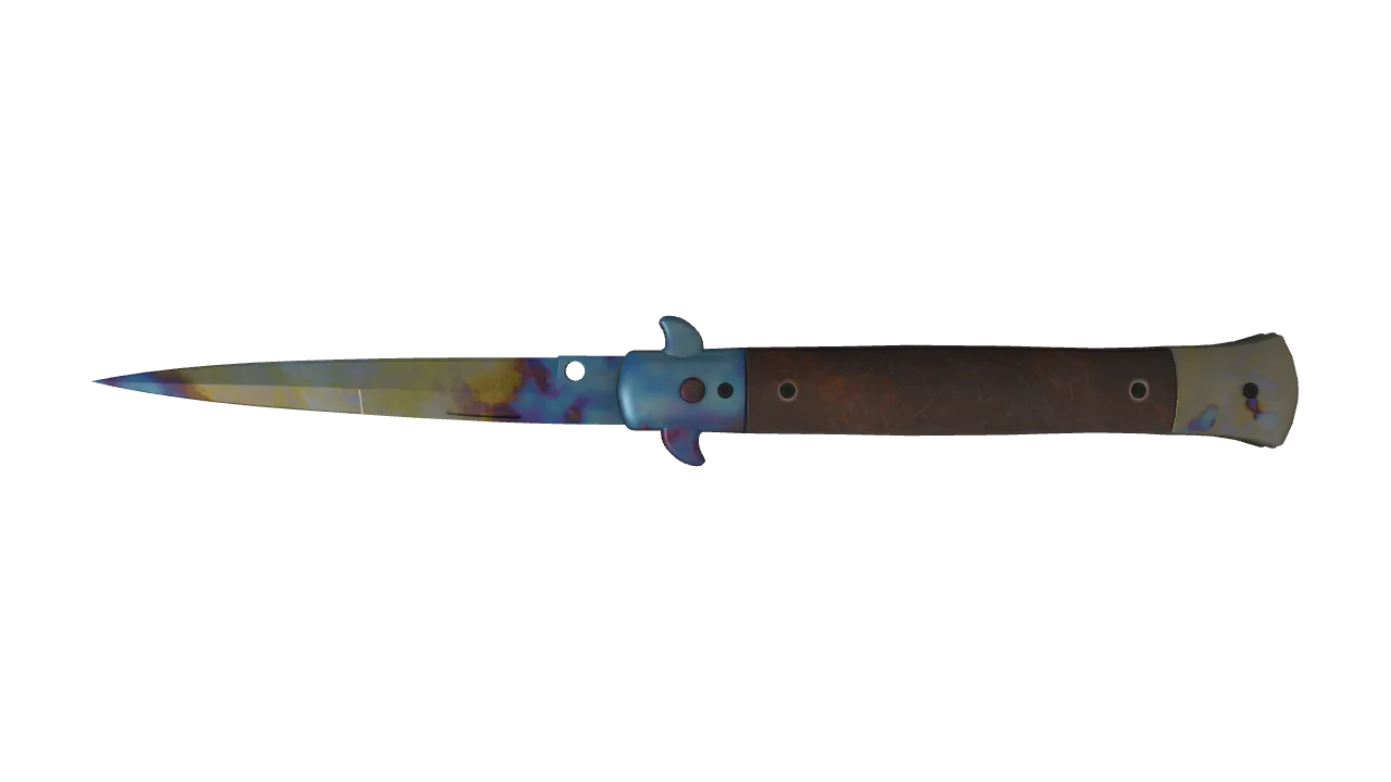 Stiletto Knife | Case Hardened seed #517, back
