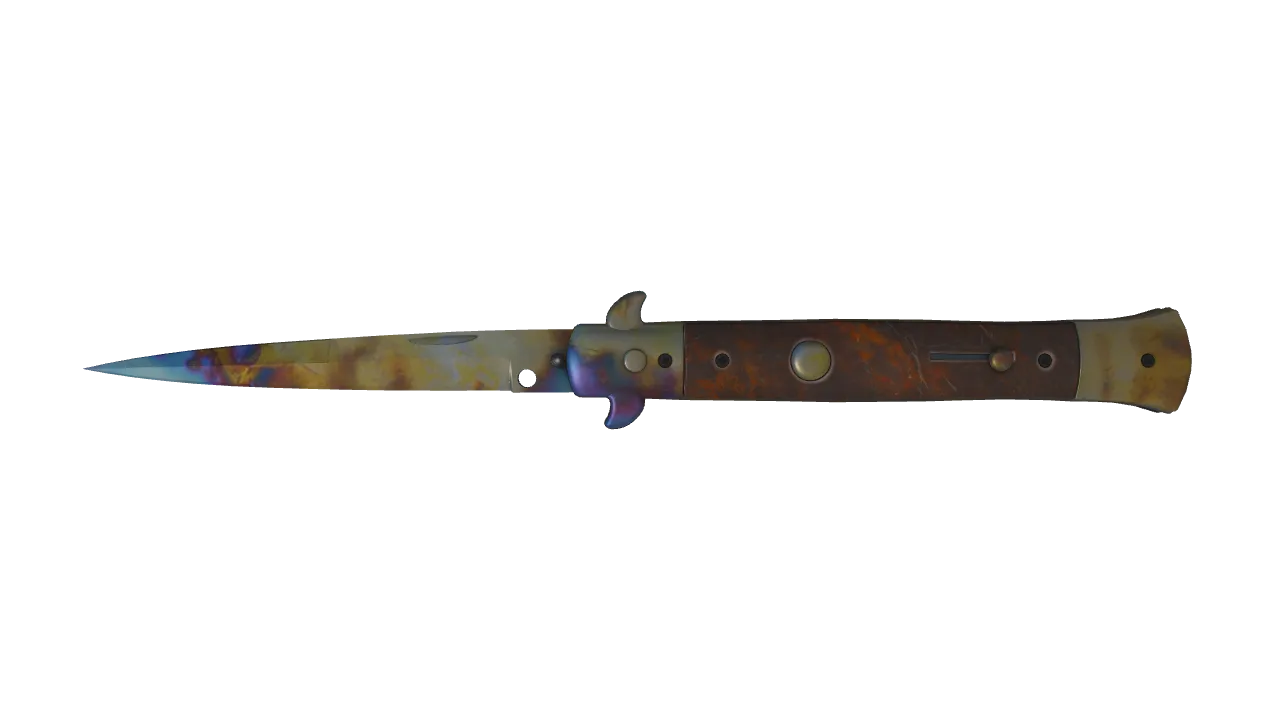 Stiletto Knife | Case Hardened seed #517, front
