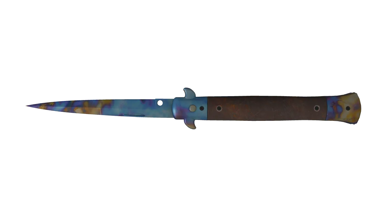 Stiletto Knife | Case Hardened seed #522, back