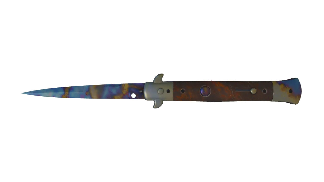 Stiletto Knife | Case Hardened seed #522, front
