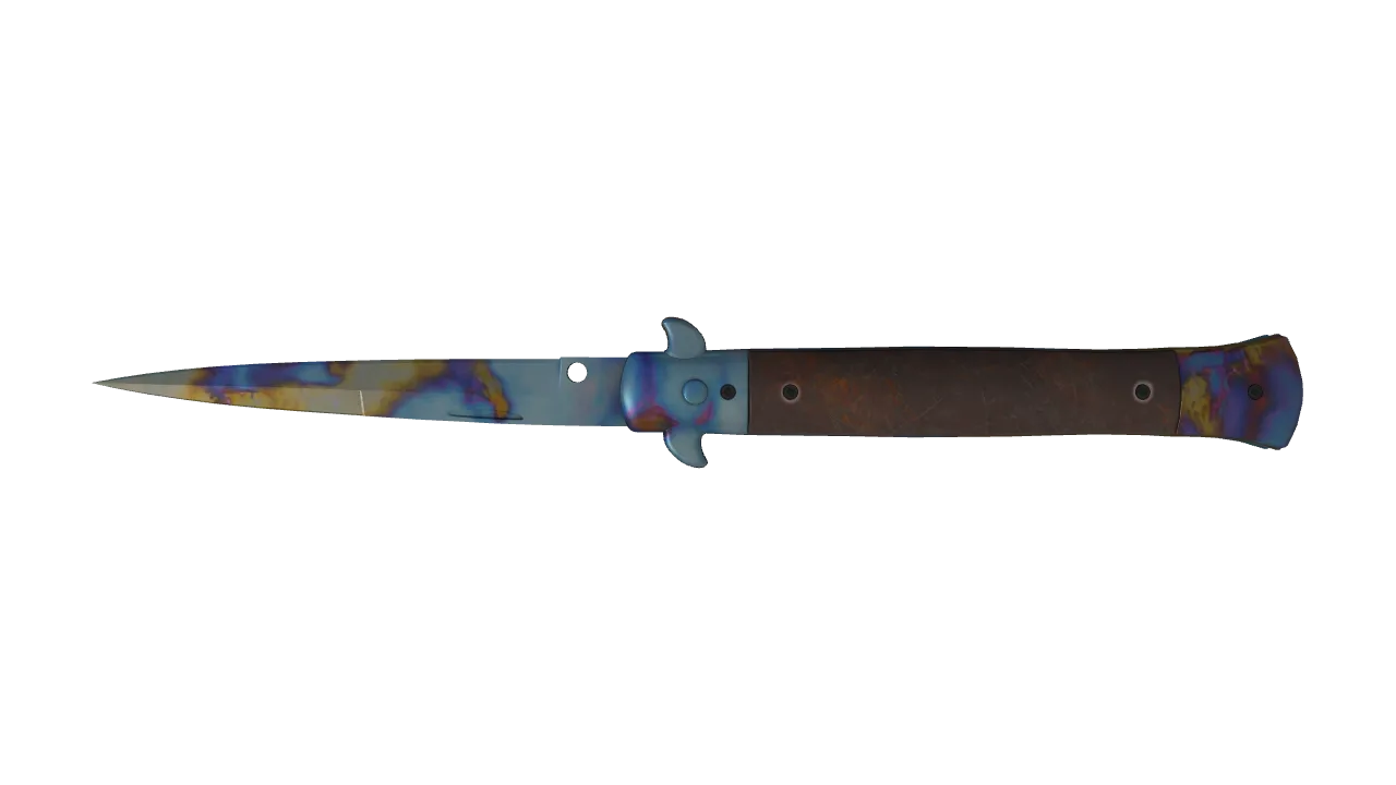 Stiletto Knife | Case Hardened seed #541, back