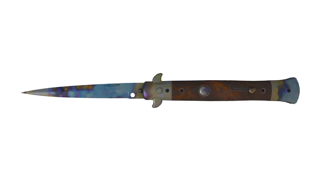 Stiletto Knife | Case Hardened seed #547, front