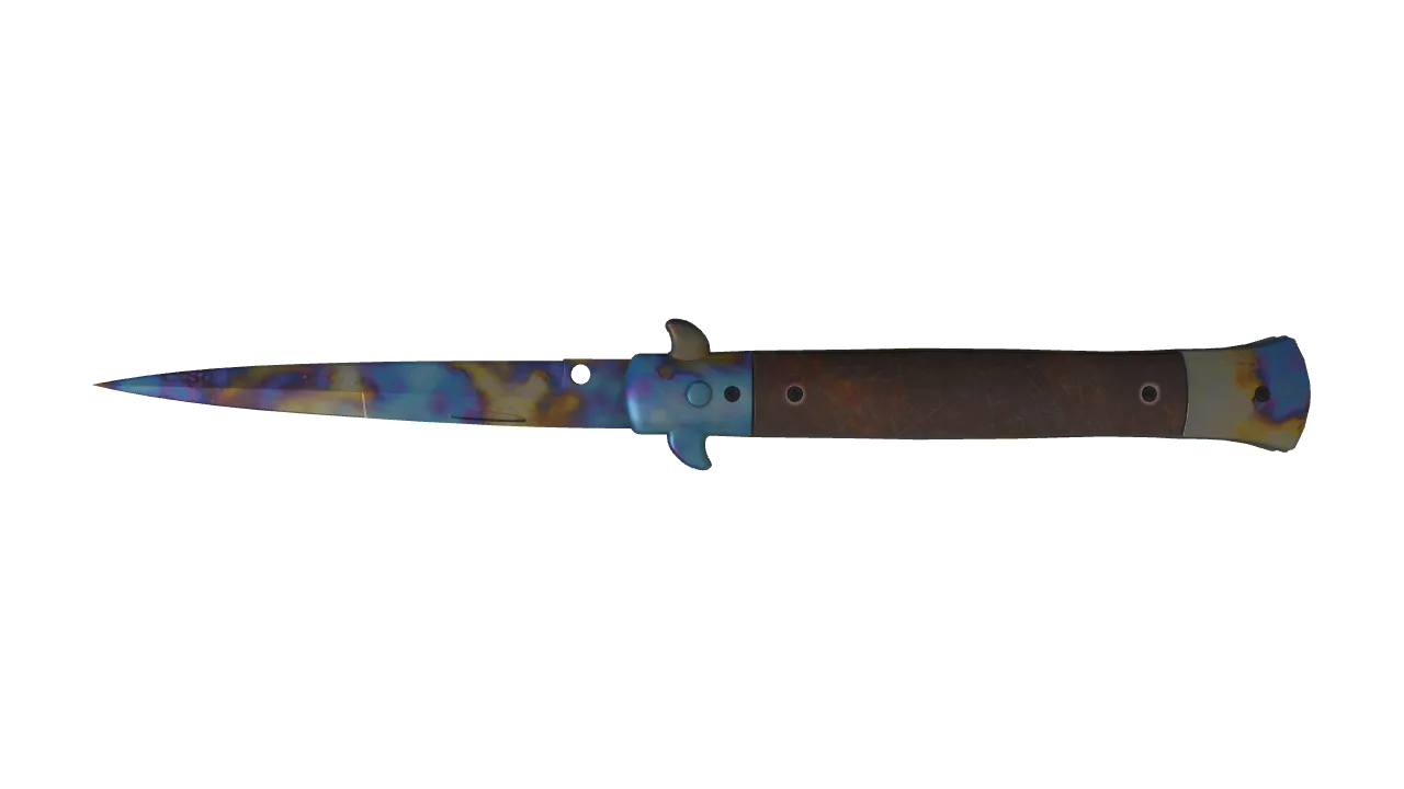 Stiletto Knife | Case Hardened seed #555, back