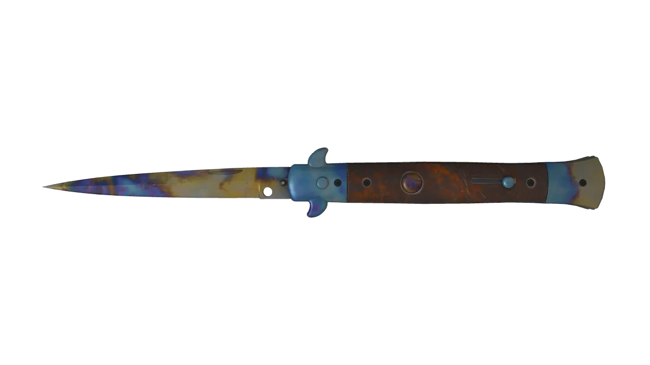 Stiletto Knife | Case Hardened seed #555, front