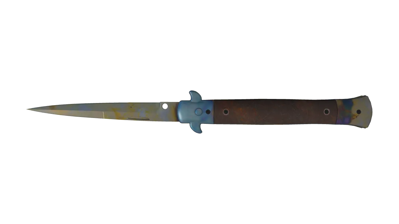 Stiletto Knife | Case Hardened seed #592, back