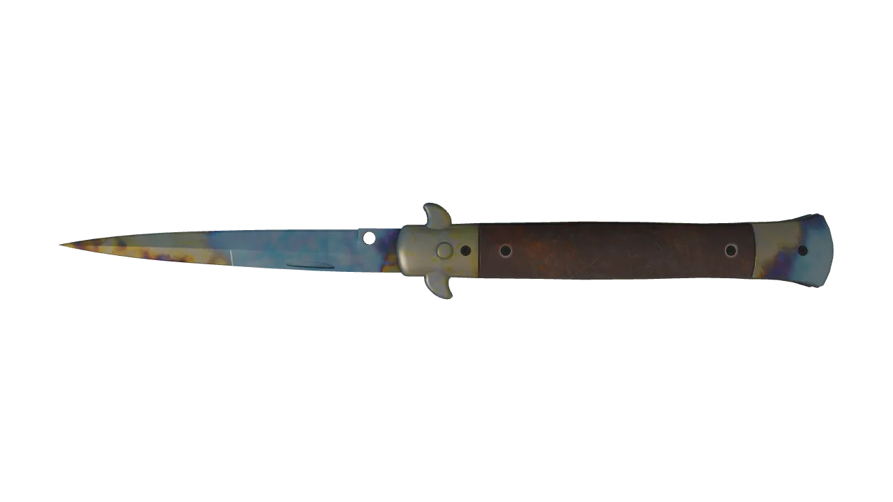 Stiletto Knife | Case Hardened seed #598, back