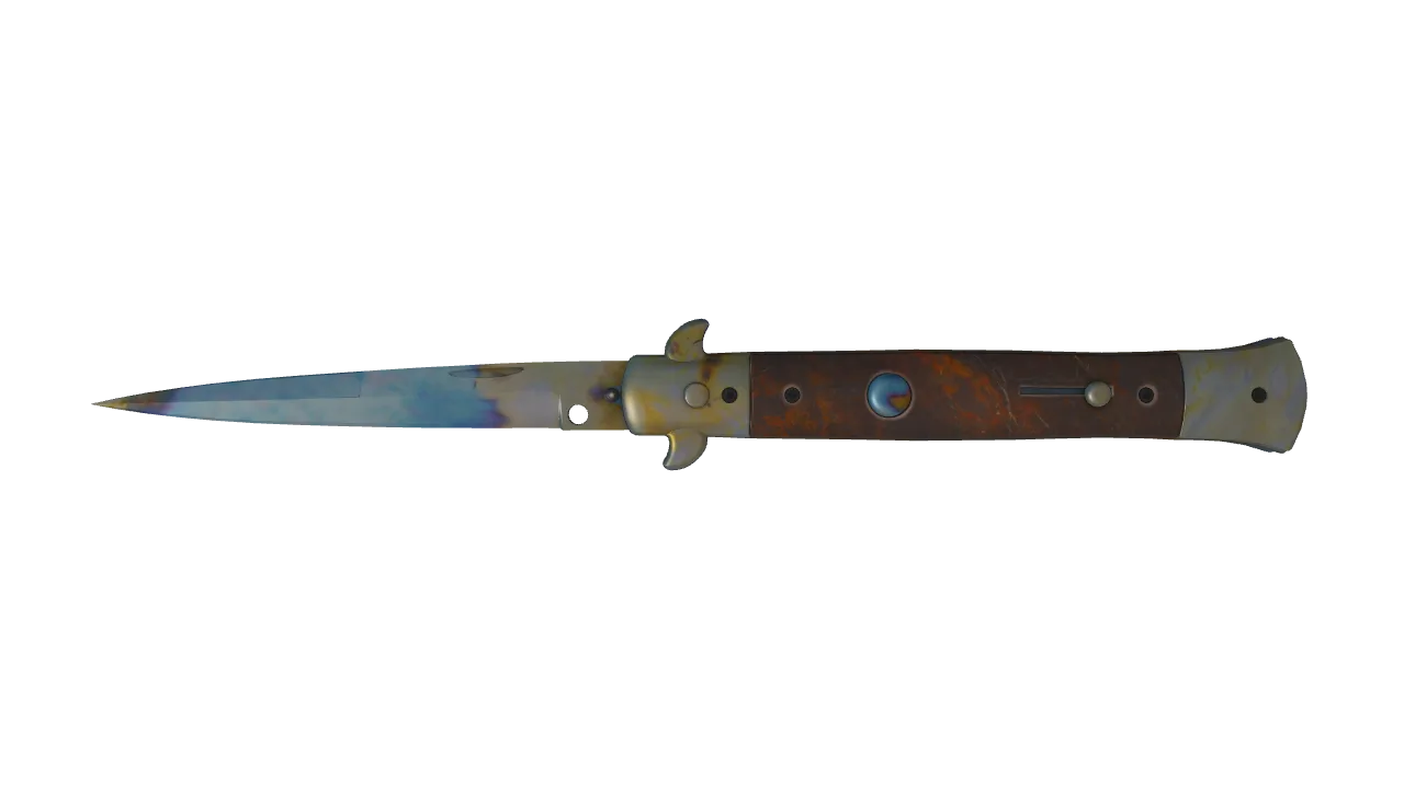 Stiletto Knife | Case Hardened seed #598, front