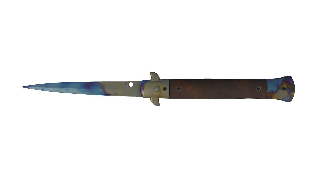 Stiletto Knife | Case Hardened seed #61, back