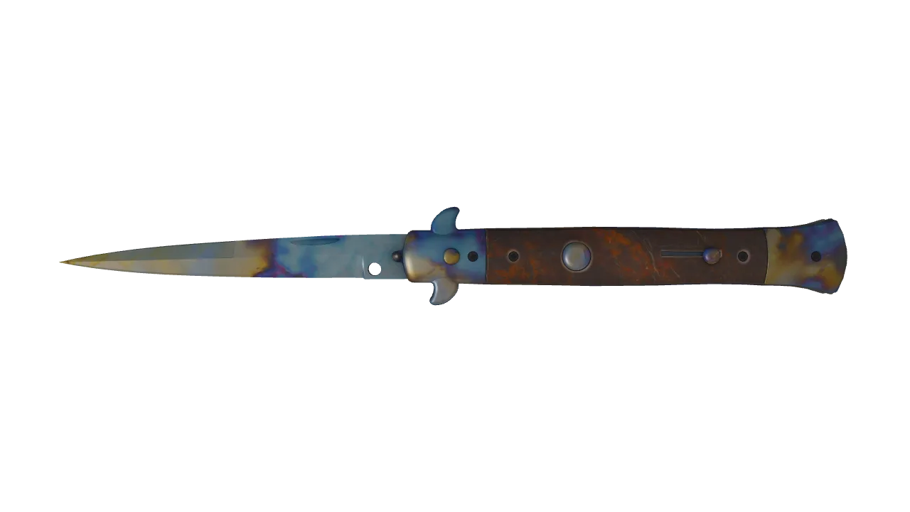 Stiletto Knife | Case Hardened seed #61, front