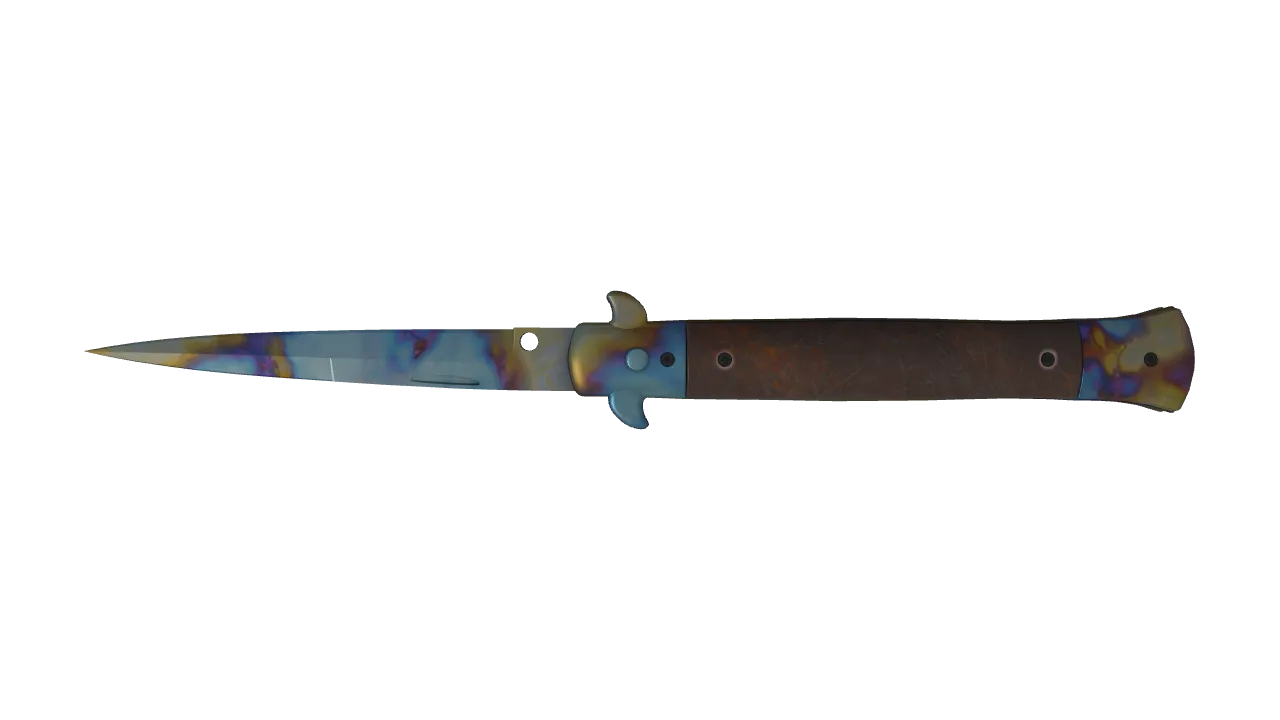 Stiletto Knife | Case Hardened seed #631, back