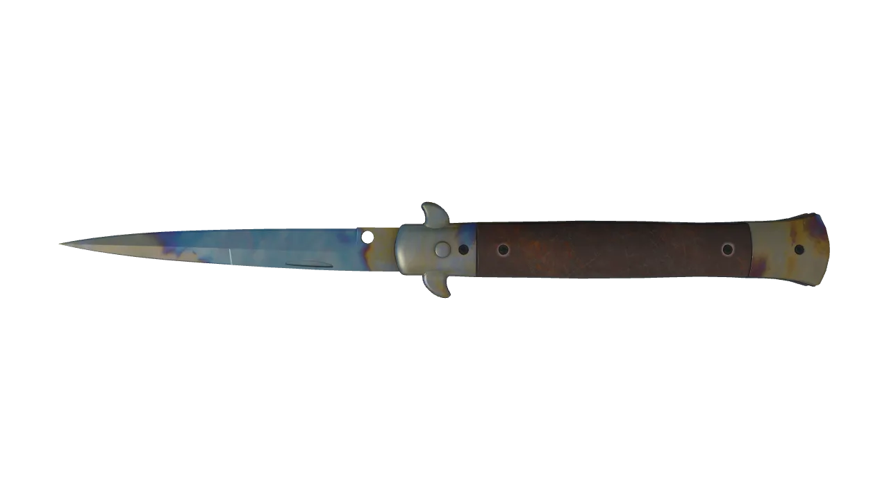 Stiletto Knife | Case Hardened seed #632, back