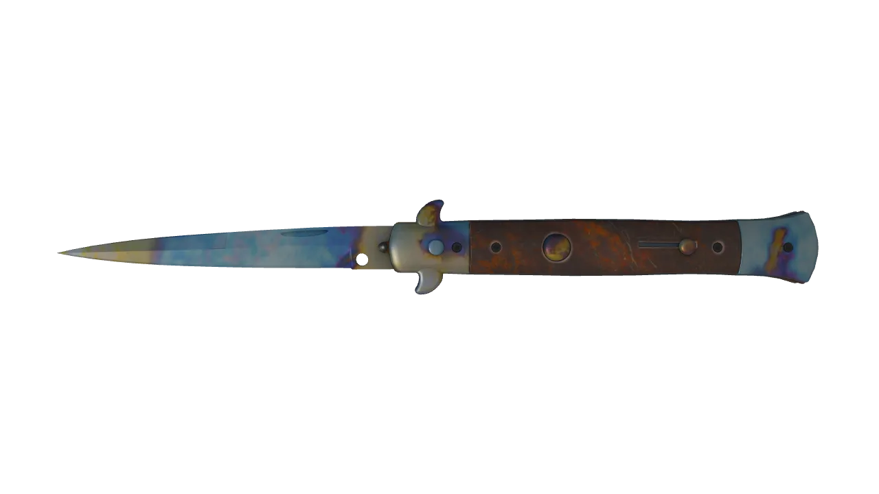 Stiletto Knife | Case Hardened seed #632, front
