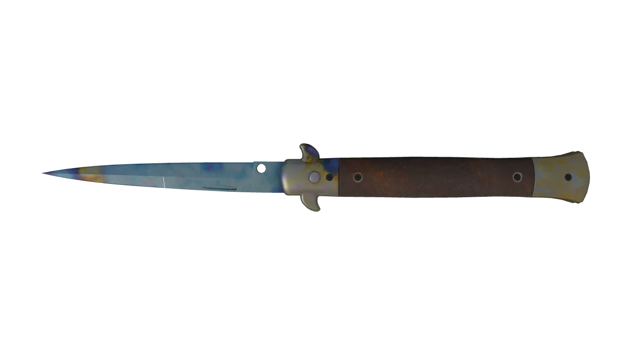 Stiletto Knife | Case Hardened seed #638, back