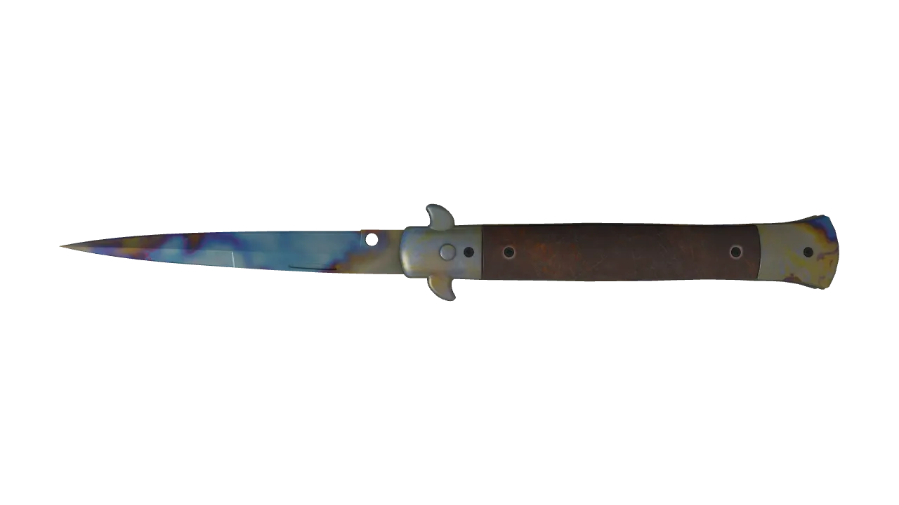 Stiletto Knife | Case Hardened seed #642, back