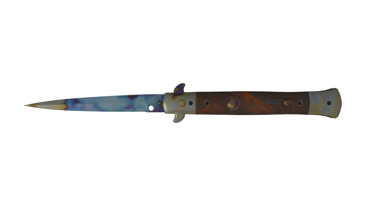Stiletto Knife | Case Hardened seed #642, front