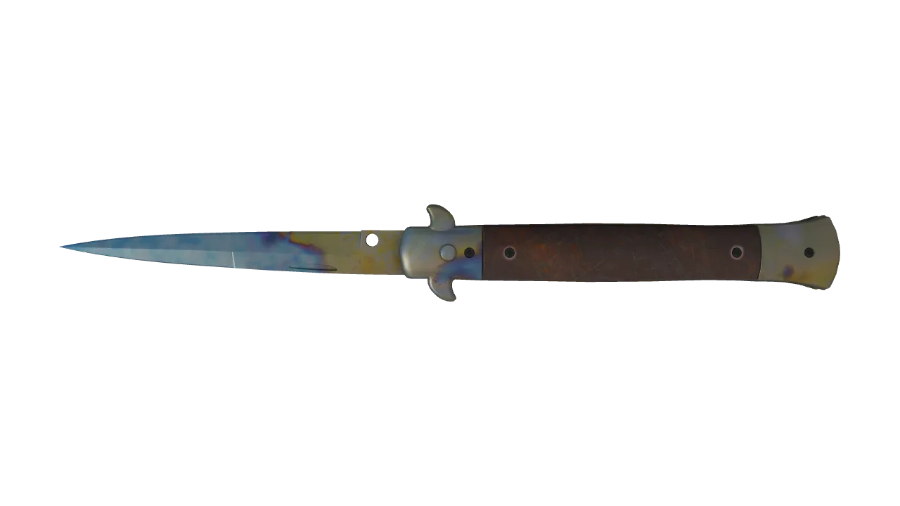 Stiletto Knife | Case Hardened seed #652, back