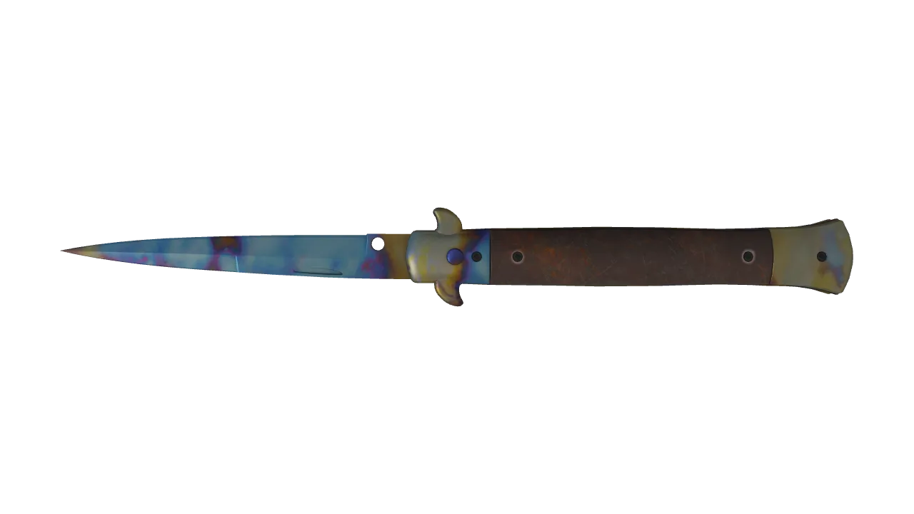 Stiletto Knife | Case Hardened seed #655, back