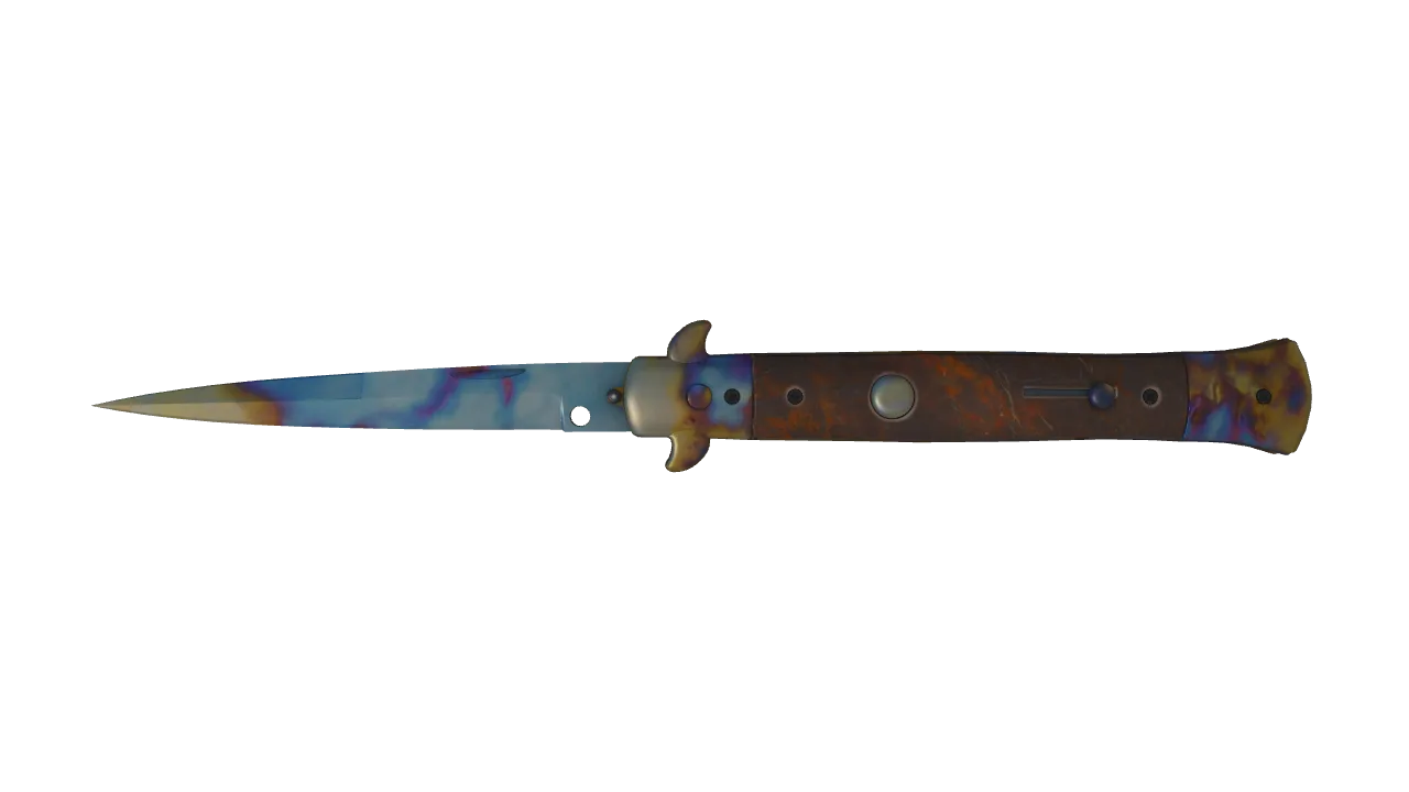 Stiletto Knife | Case Hardened seed #655, front