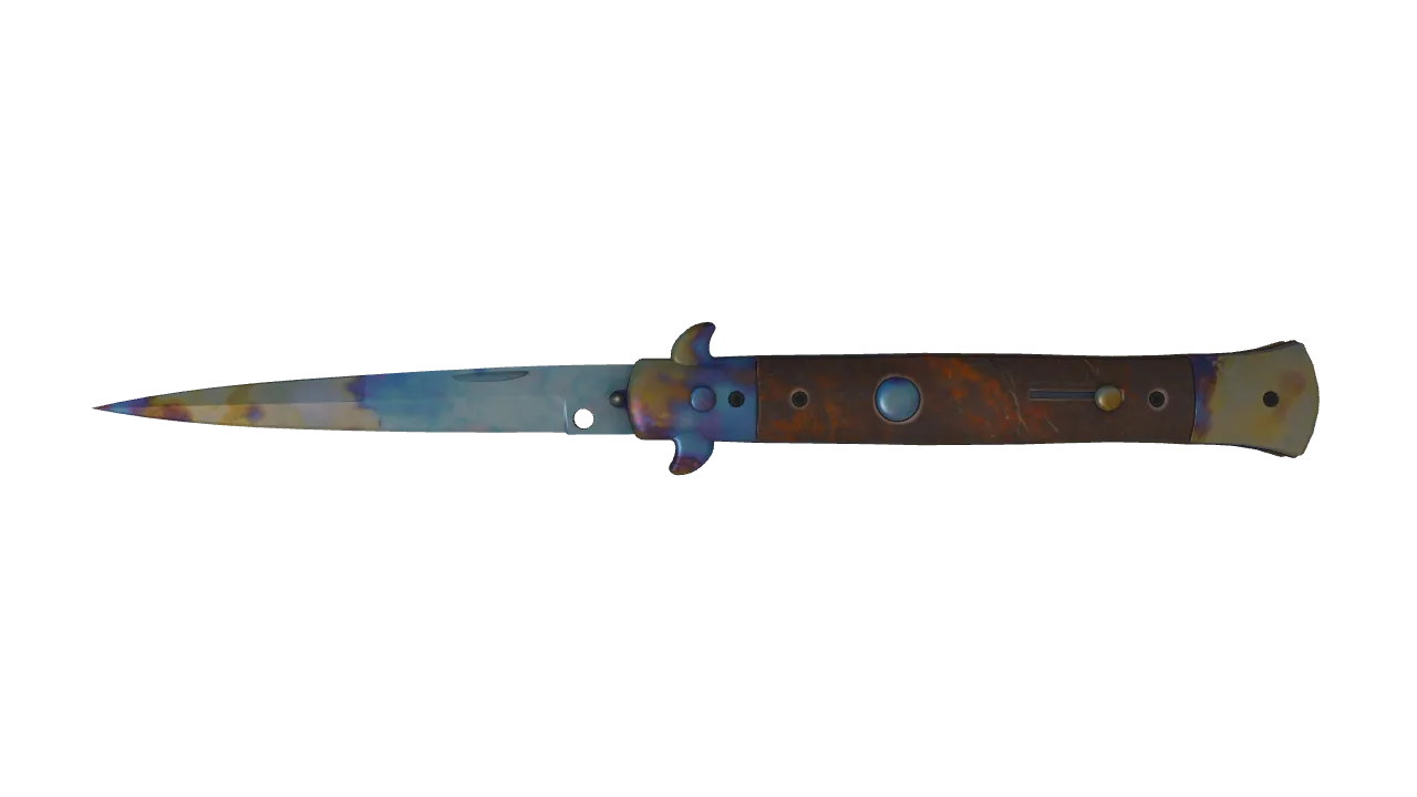 Stiletto Knife | Case Hardened seed #658, front