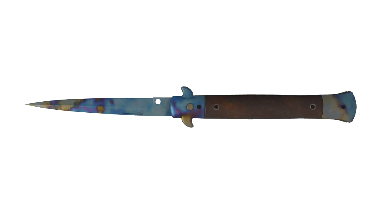 Stiletto Knife | Case Hardened seed #664, back