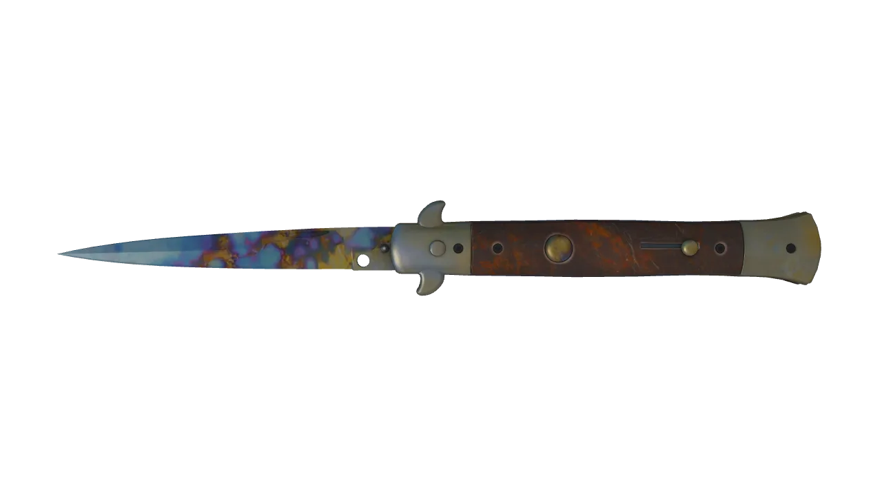Stiletto Knife | Case Hardened seed #664, front