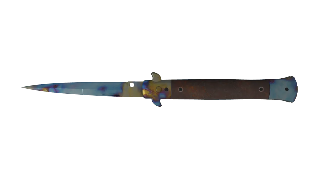 Stiletto Knife | Case Hardened seed #67, back