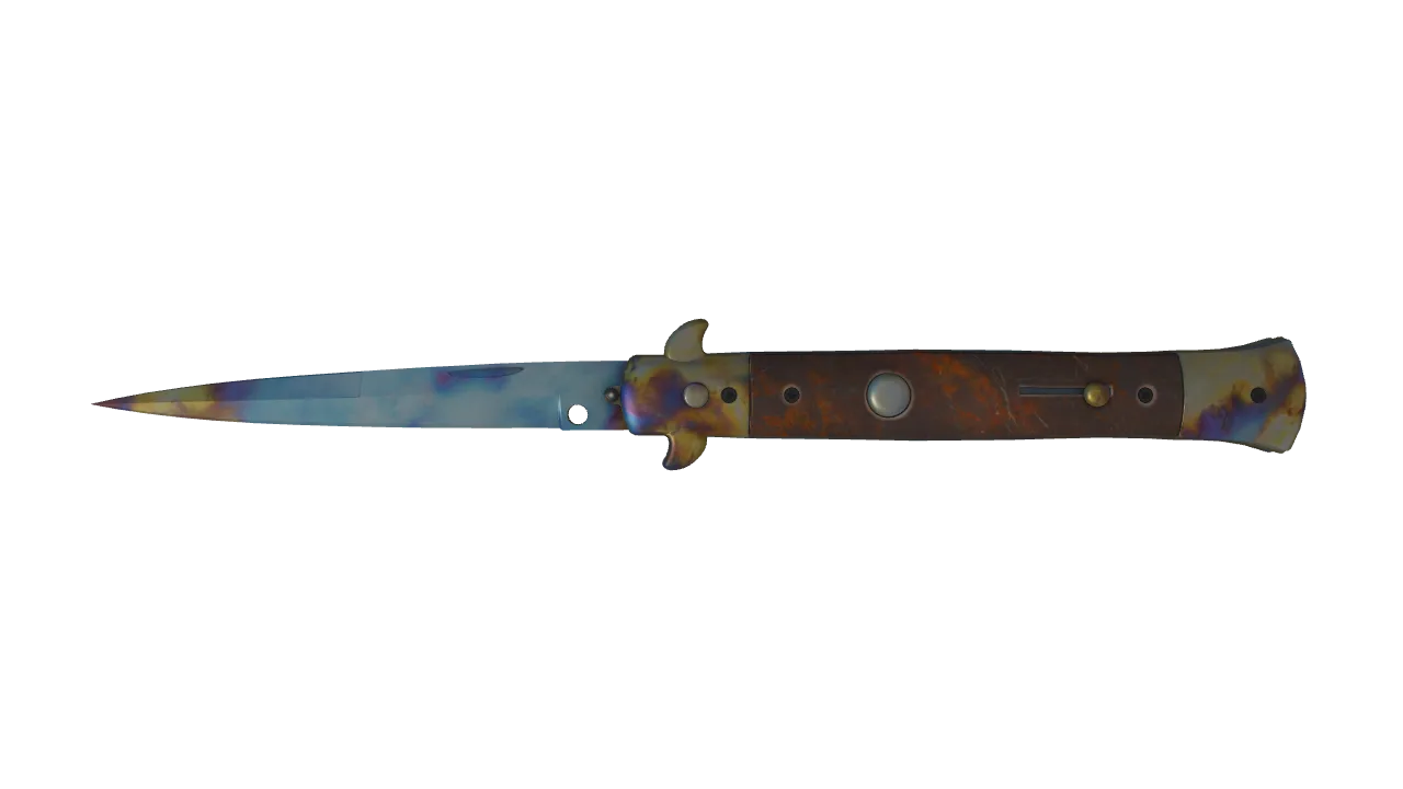 Stiletto Knife | Case Hardened seed #67, front